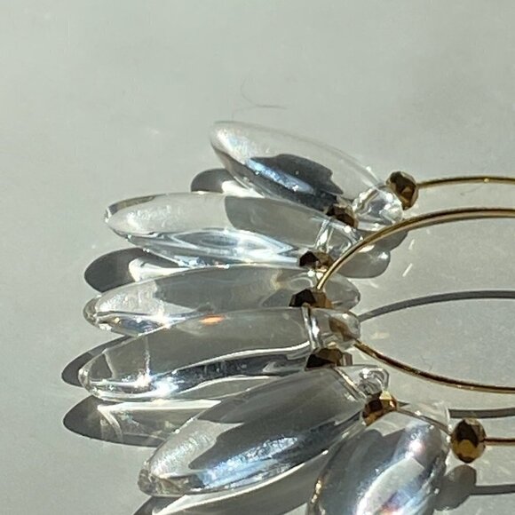 Pressed Glass & Czech Rondelles on Gold Hoop Earrings - Picture 4 of 9